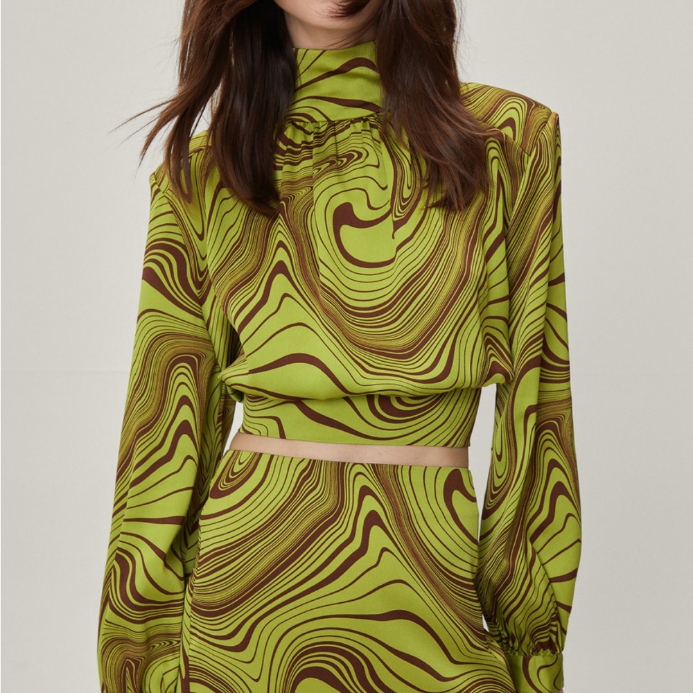 Green and Brown Swirl Pattern Women's Top